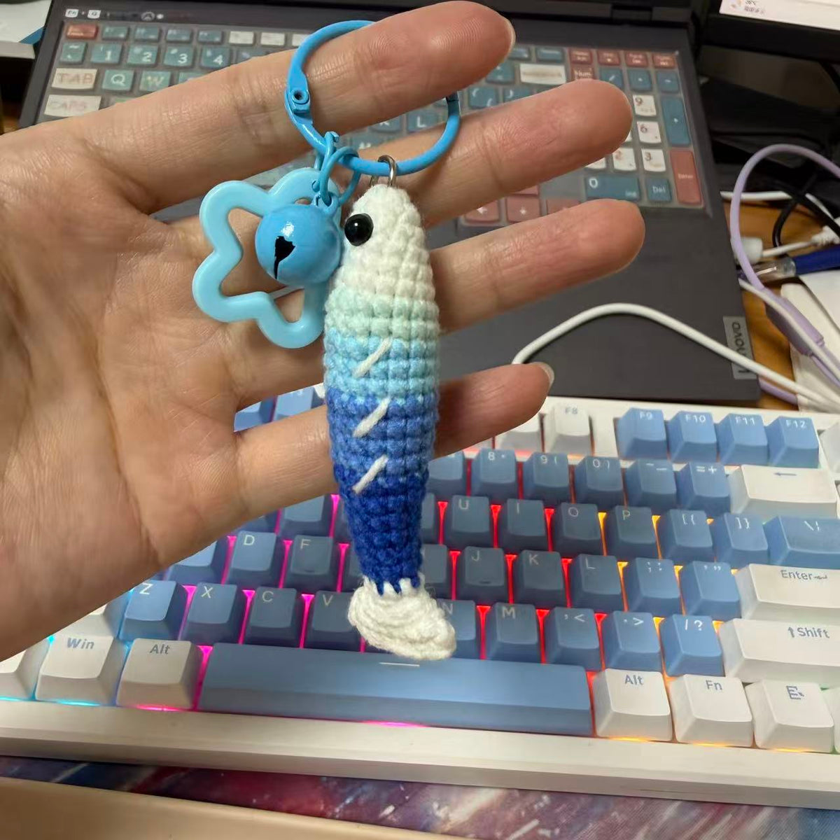Blue fish keychain