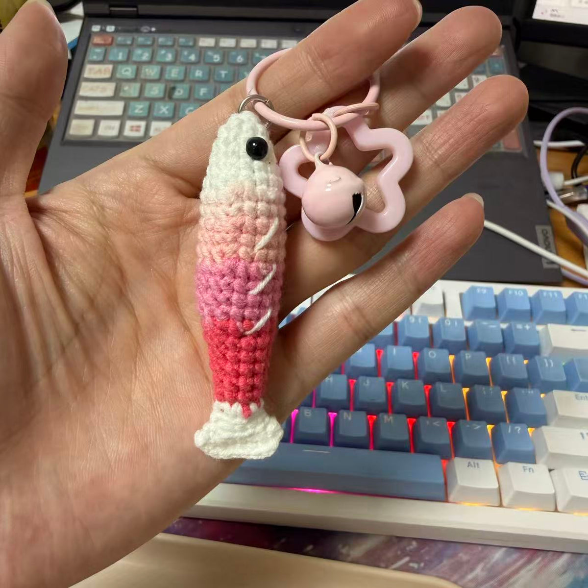 Pink fish keychain