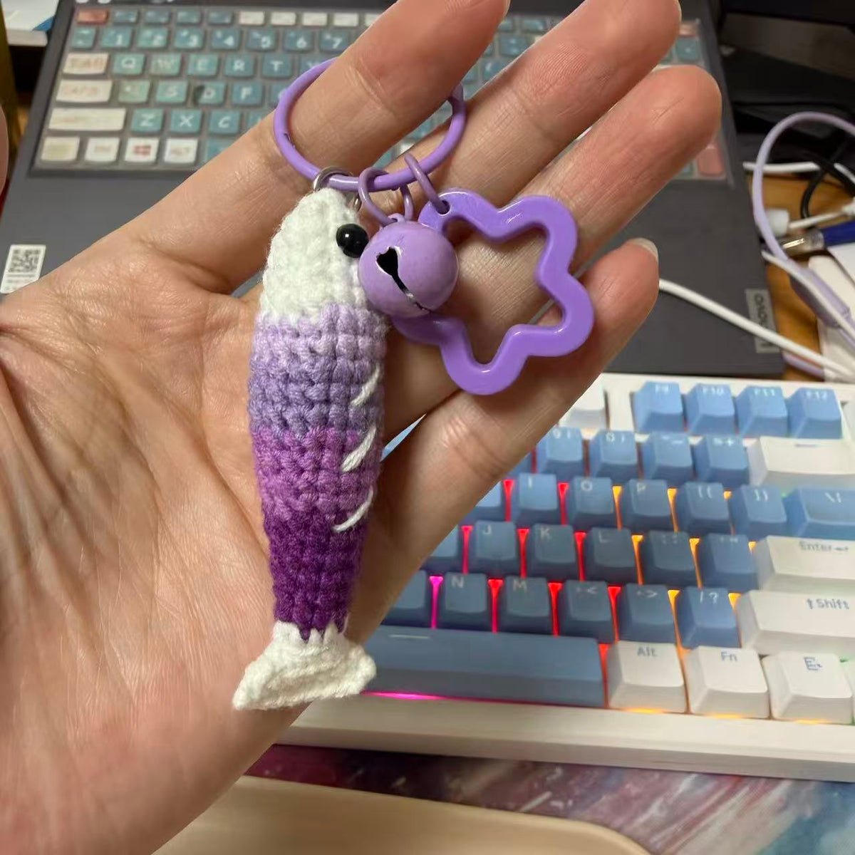 Purple fish keychain