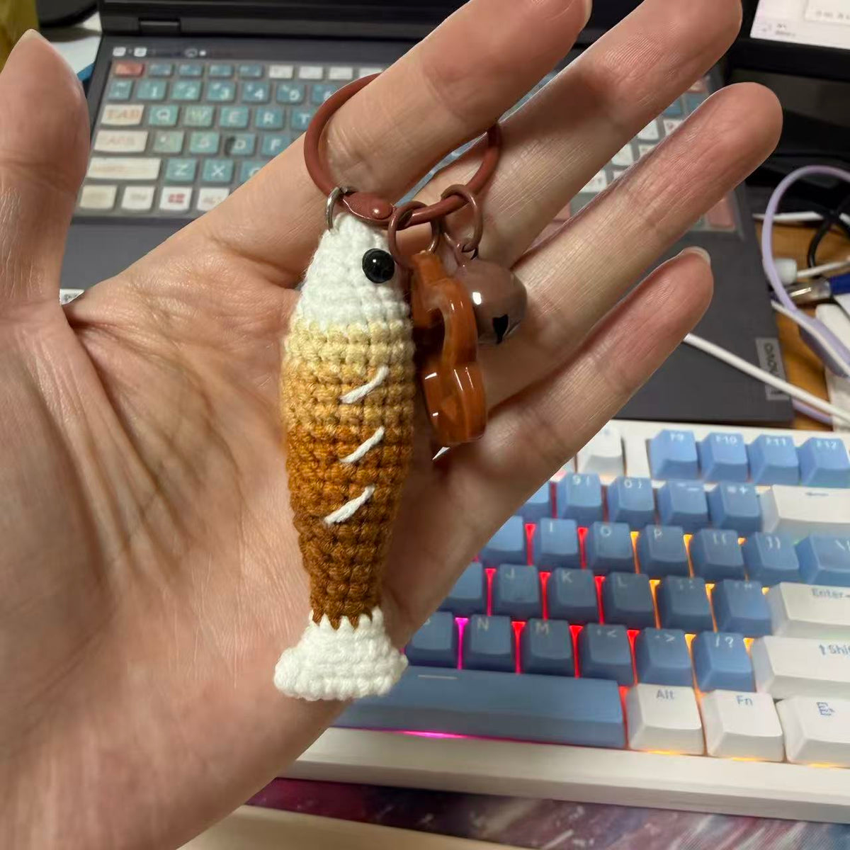 Brown fish keychain