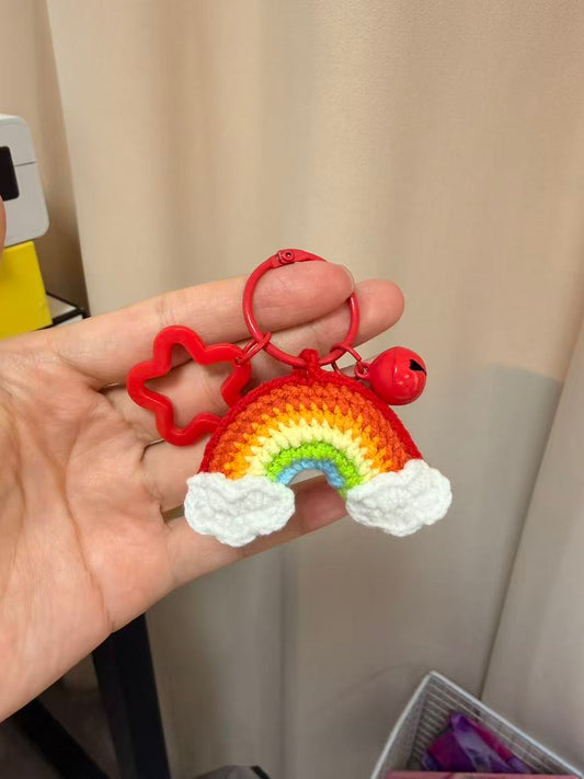 Hand-Crocheted Rainbow Keychain Charm